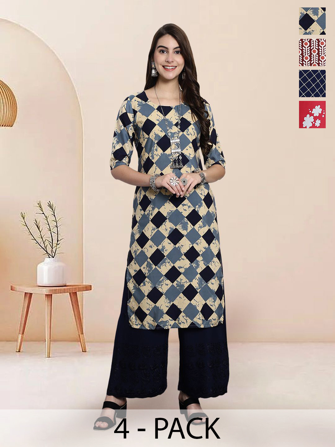 

7Threads Women Ethnic Motifs Printed Floral Crepe Kurta, Multi