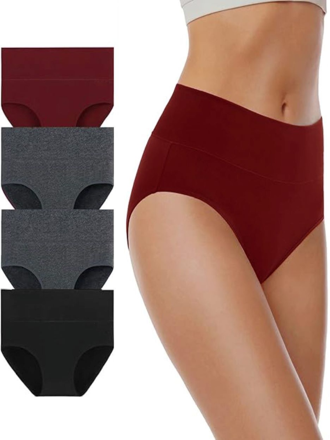 

Diving Deep Pack Of 4 High-Rise Hipster Briefs DD11 M, G2, BHR 1 P_anties_4 PCS_M, Maroon