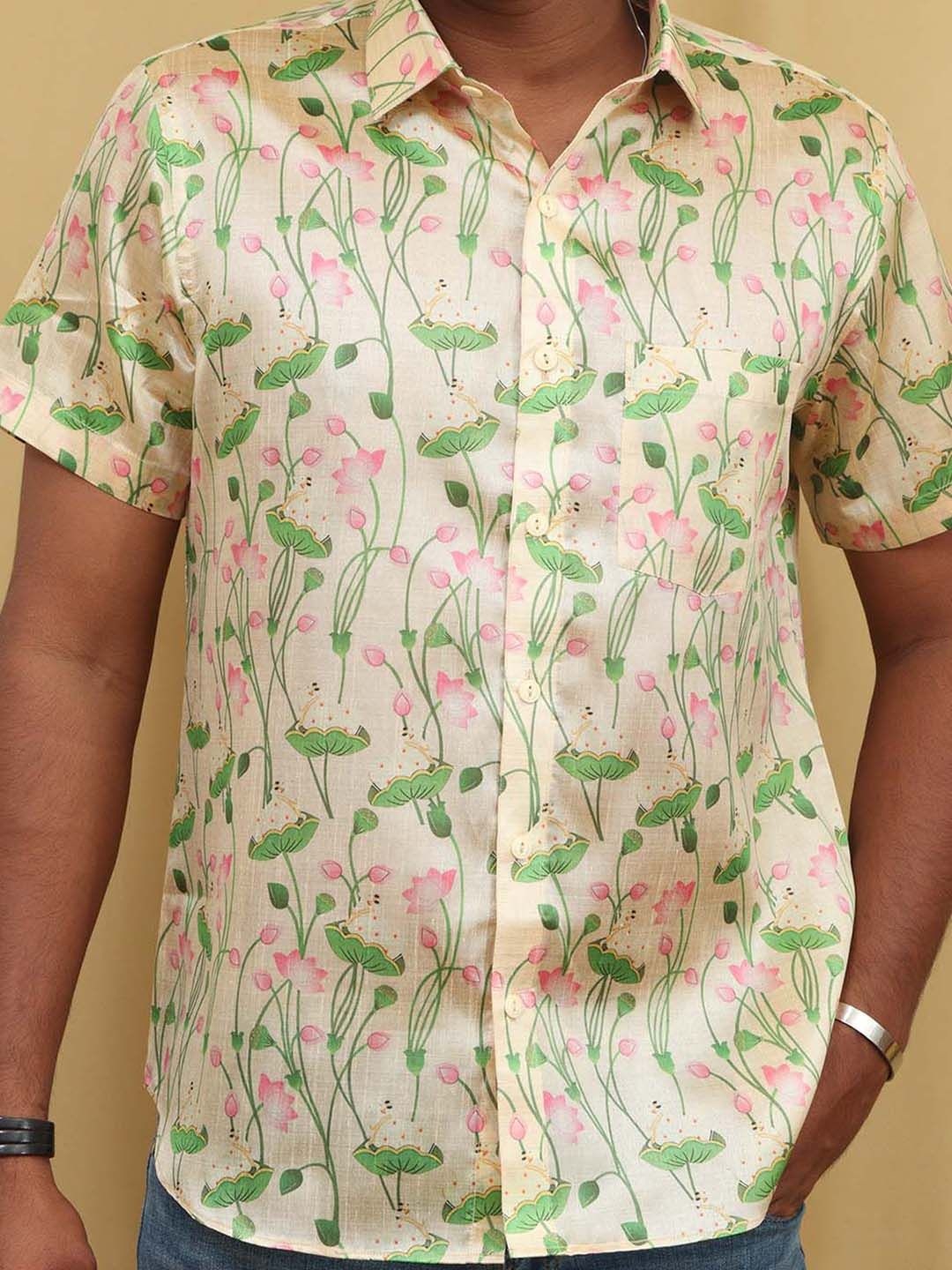 

Luxurionworld Men Modern Semi Sheer Printed Party Shirt, Multi