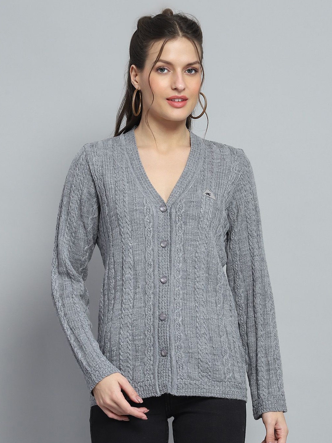 

Monte Carlo Women Cable Knit Woollen, Grey