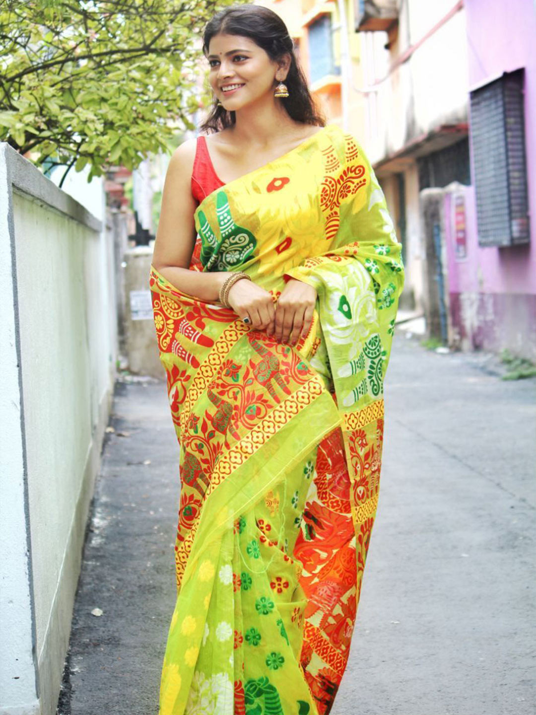 

choiceit Floral Pure Silk Saree, Green