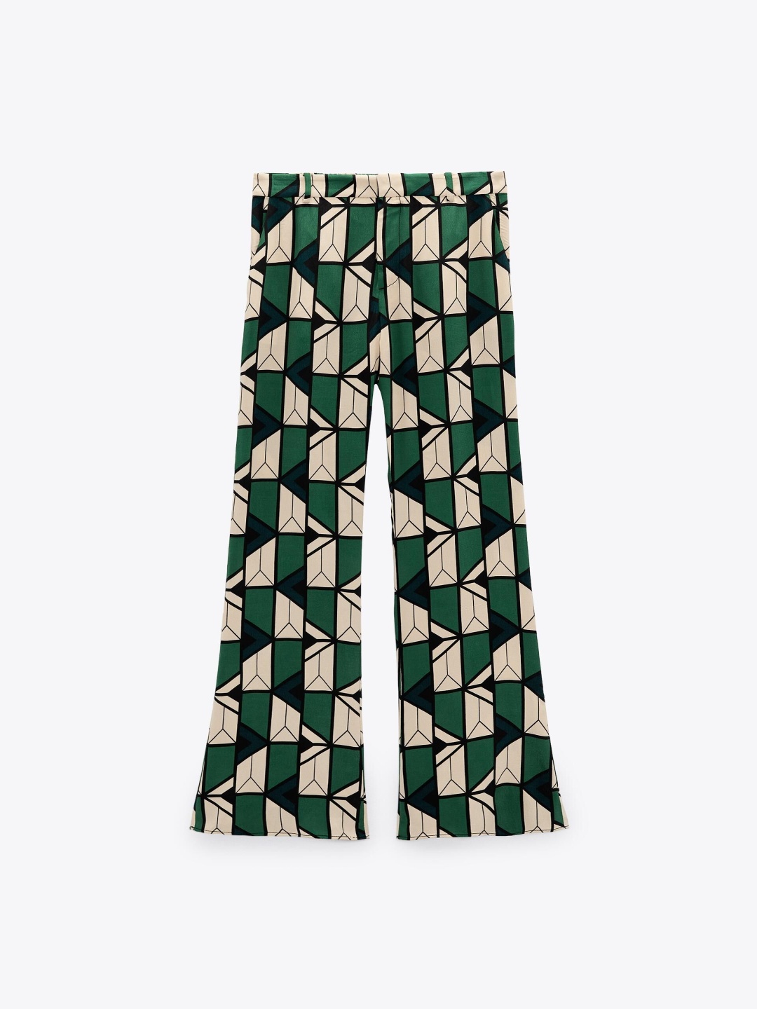 

ZARA Women Floral Printed Trousers, Green