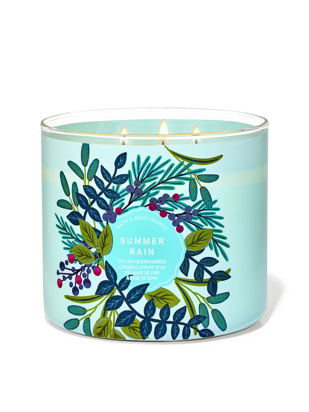 

Bath & Body Works Summer Rain Scented 3-Wick Candle - 411g, Blue