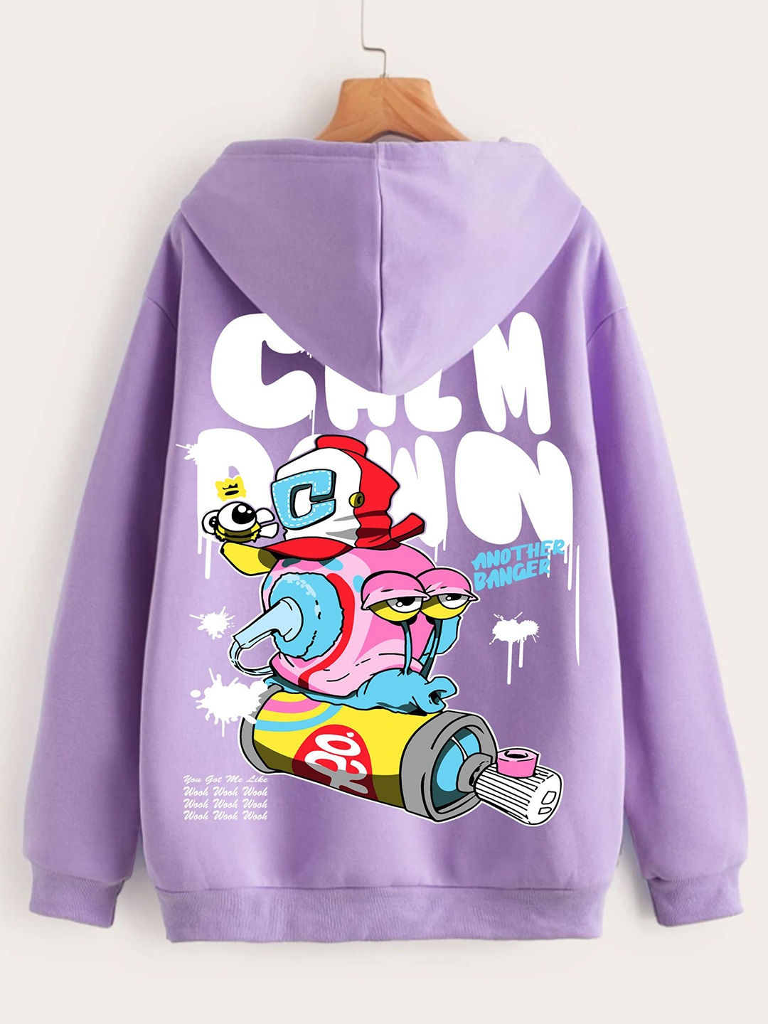 

ZEN1 FASHION Men Printed Hooded Sweatshirt, Lavender