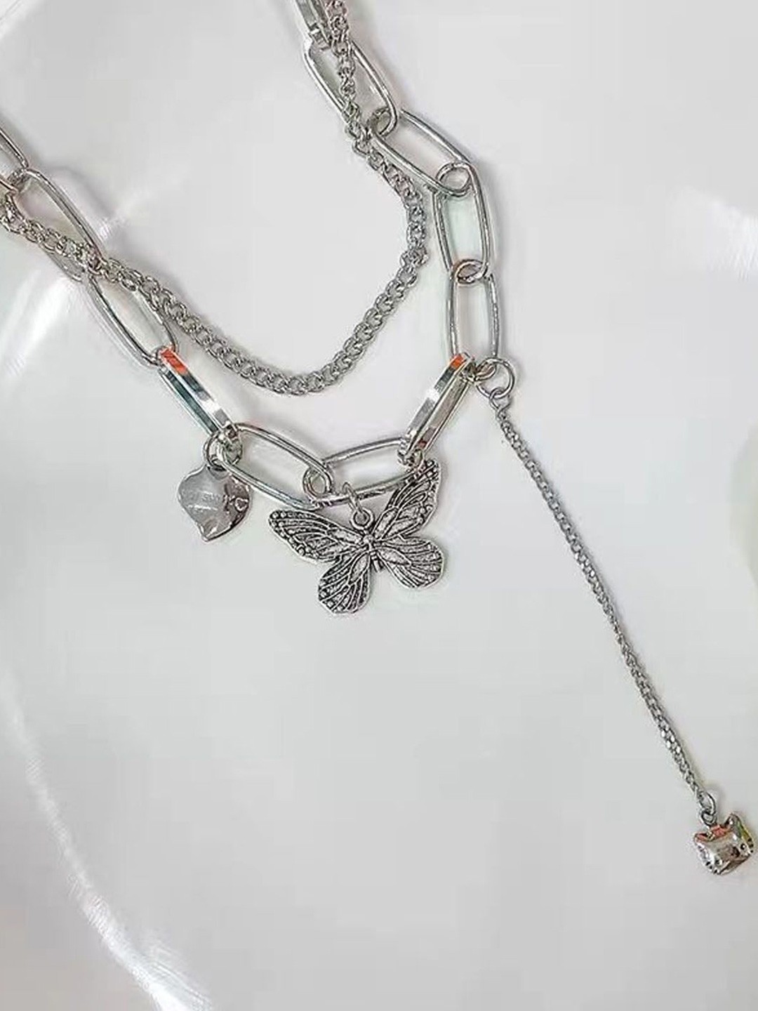 

StyleCast Elegant Silver-Toned Butterfly Shaped Layered Necklace
