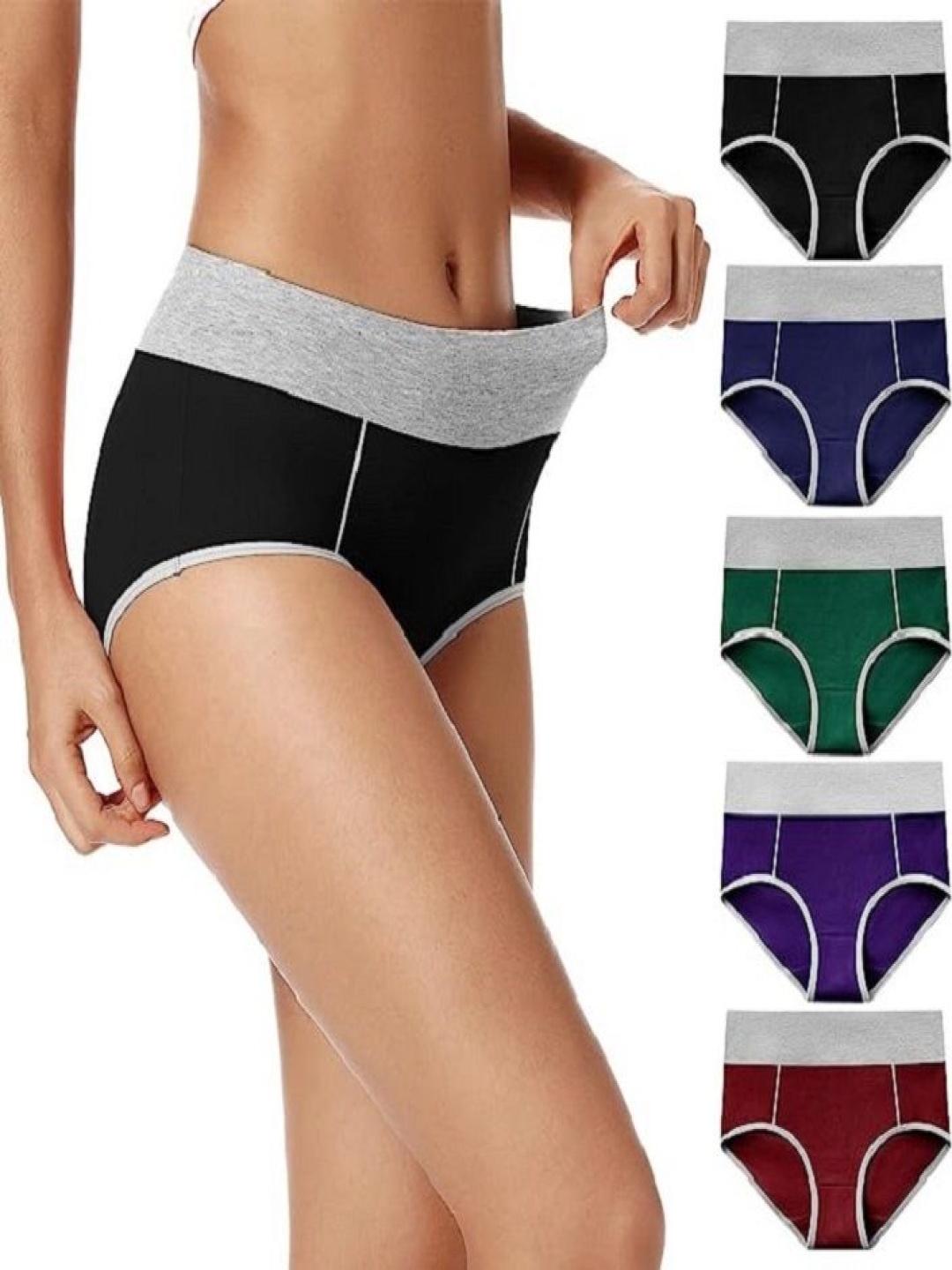 

Diving Deep Pack Of 5 Colourblocked Mid-Rise Hipster Briefs AM_6__Q_S, Black