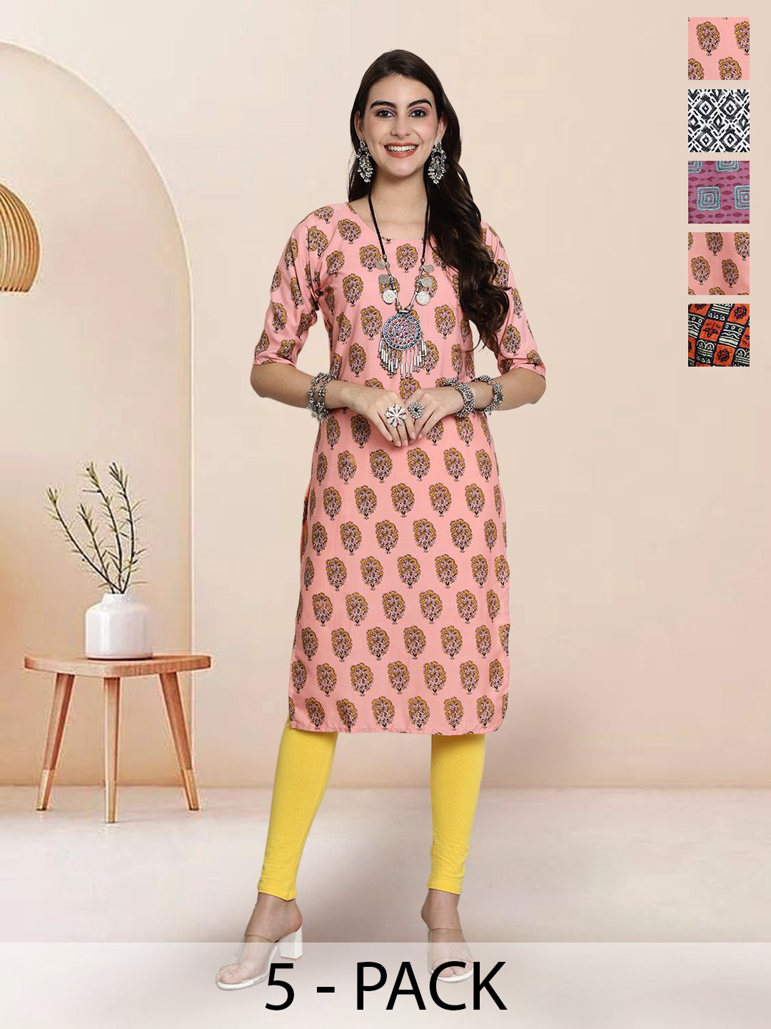 

7Threads Women Ethnic Motifs Printed Floral Crepe Kurta, Multi