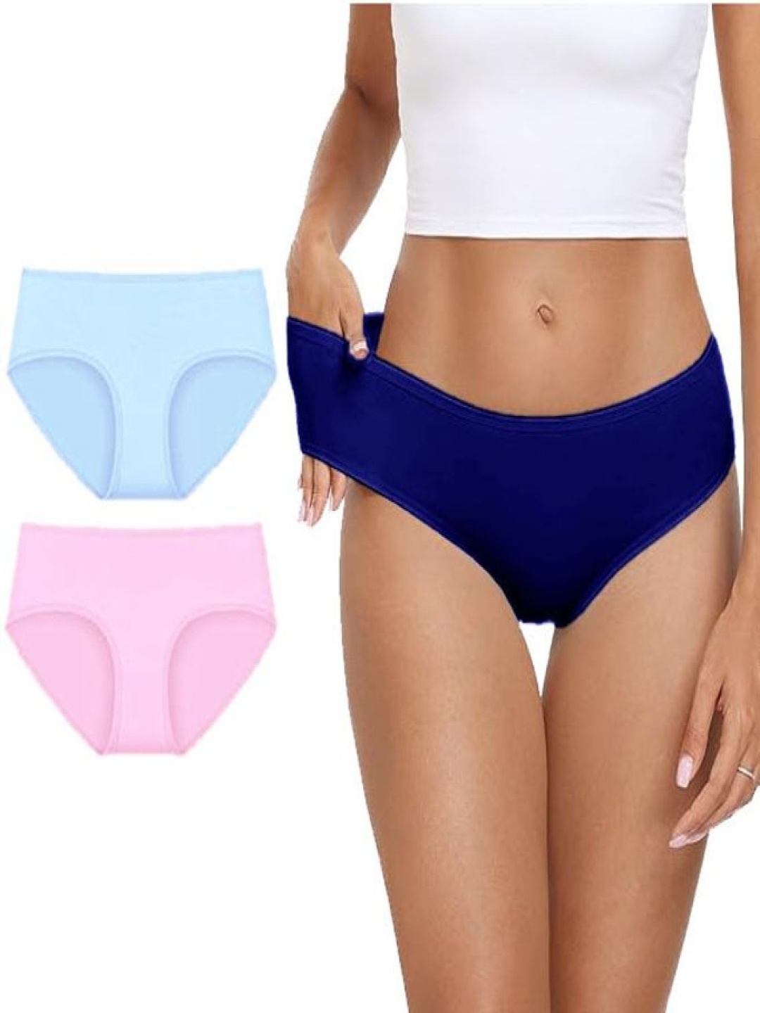 

Diving Deep Pack Of 3 Cotton Hipster Briefs DD227 07, BP, Blue New Pant_ies_3 PC_XXL