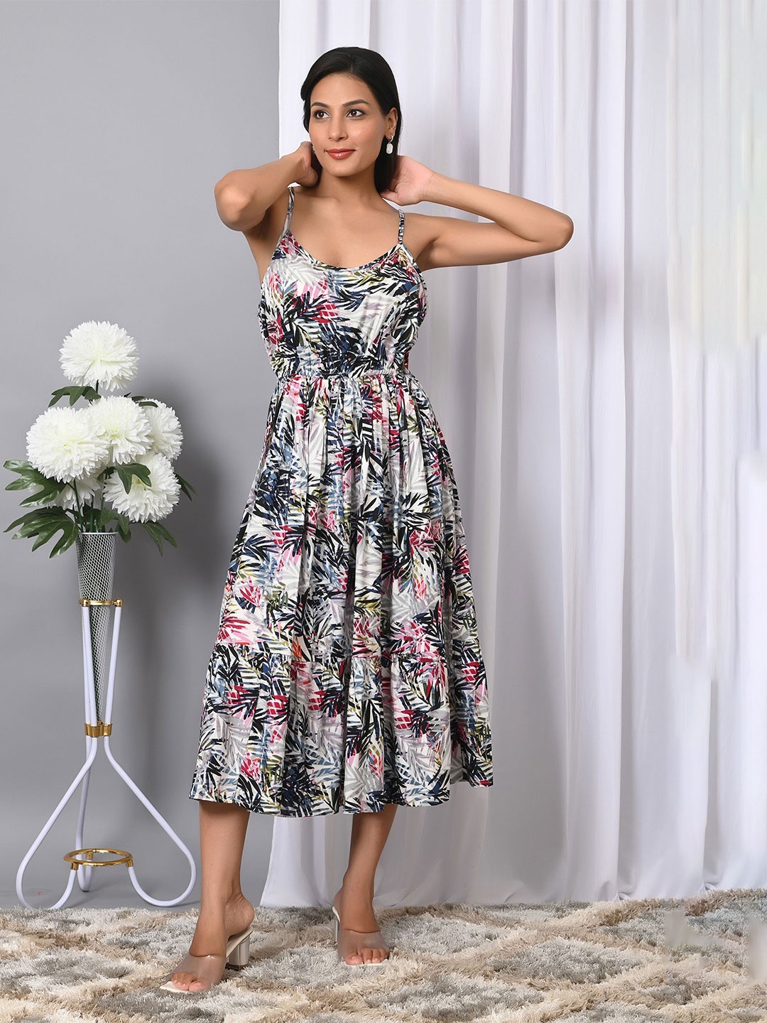

VYMO Floral Print Fit & Flare Dress, Multi