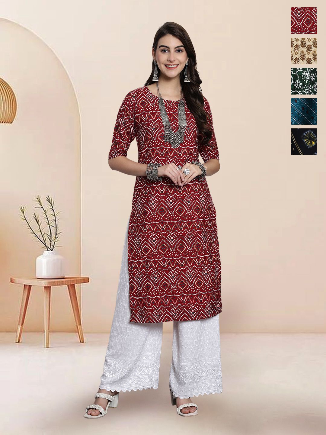 

7Threads Women Ethnic Motifs Printed Floral Crepe Kurta, Multi