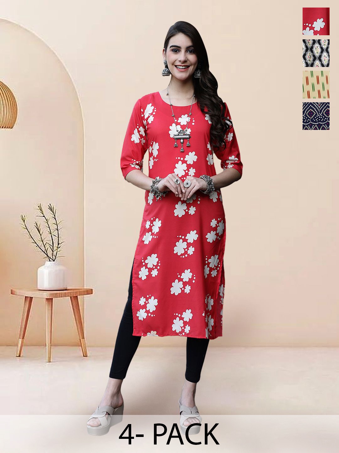 

7Threads Women Ethnic Motifs Printed Floral Crepe Kurta, Multi