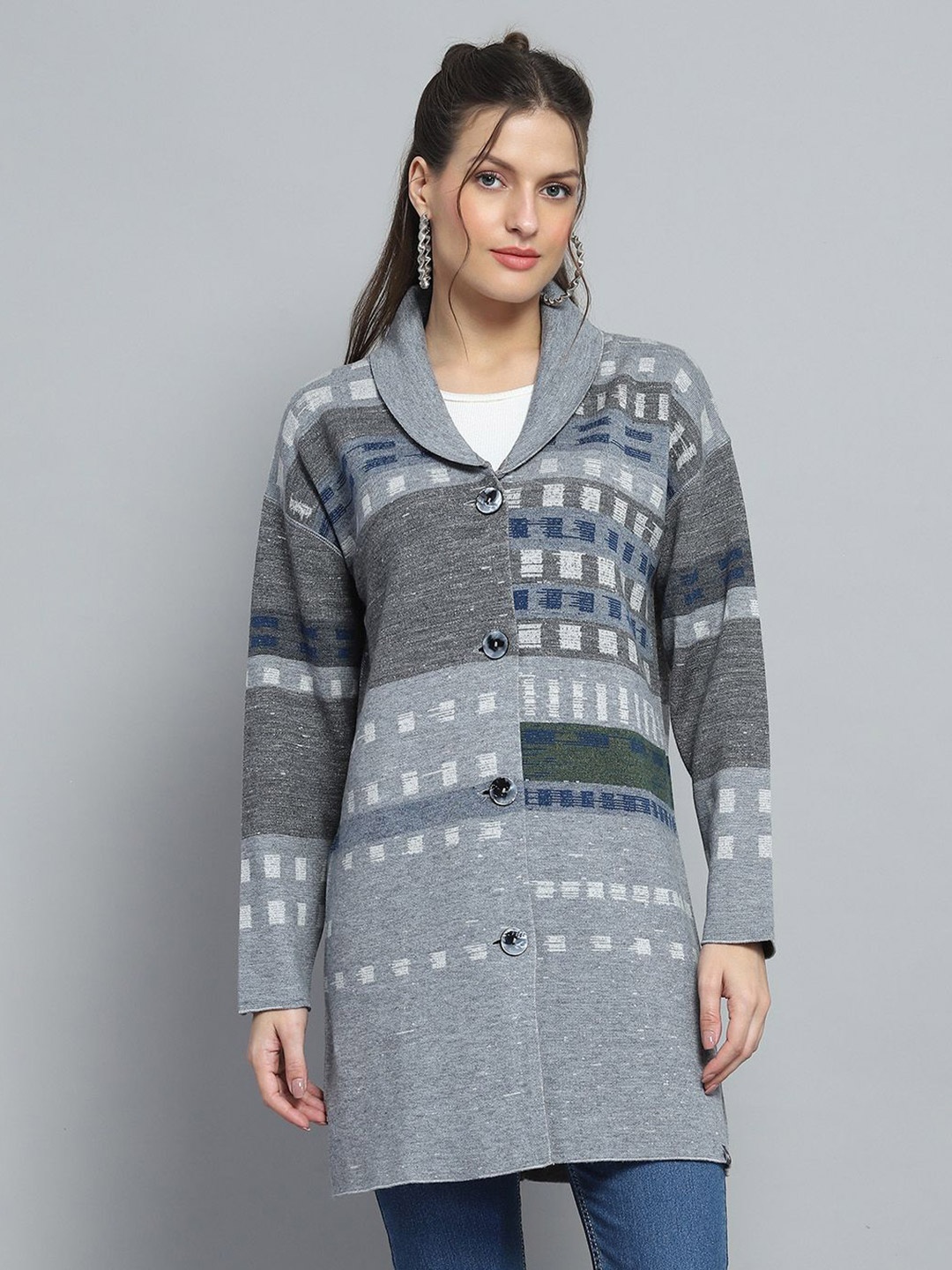 

Monte Carlo Women Woollen Longline, Grey