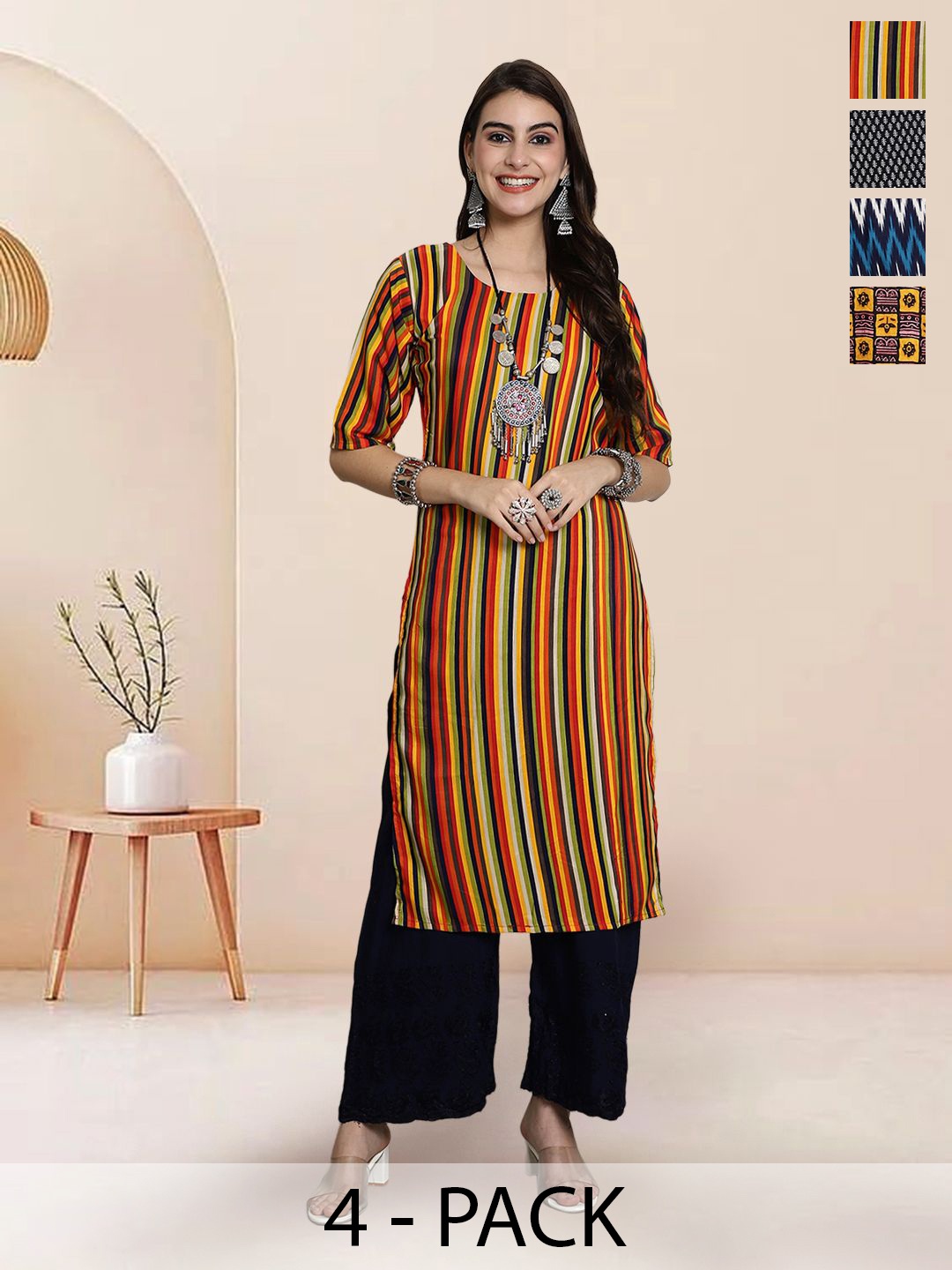 

7Threads Women Ethnic Motifs Printed Floral Crepe Kurta, Multi