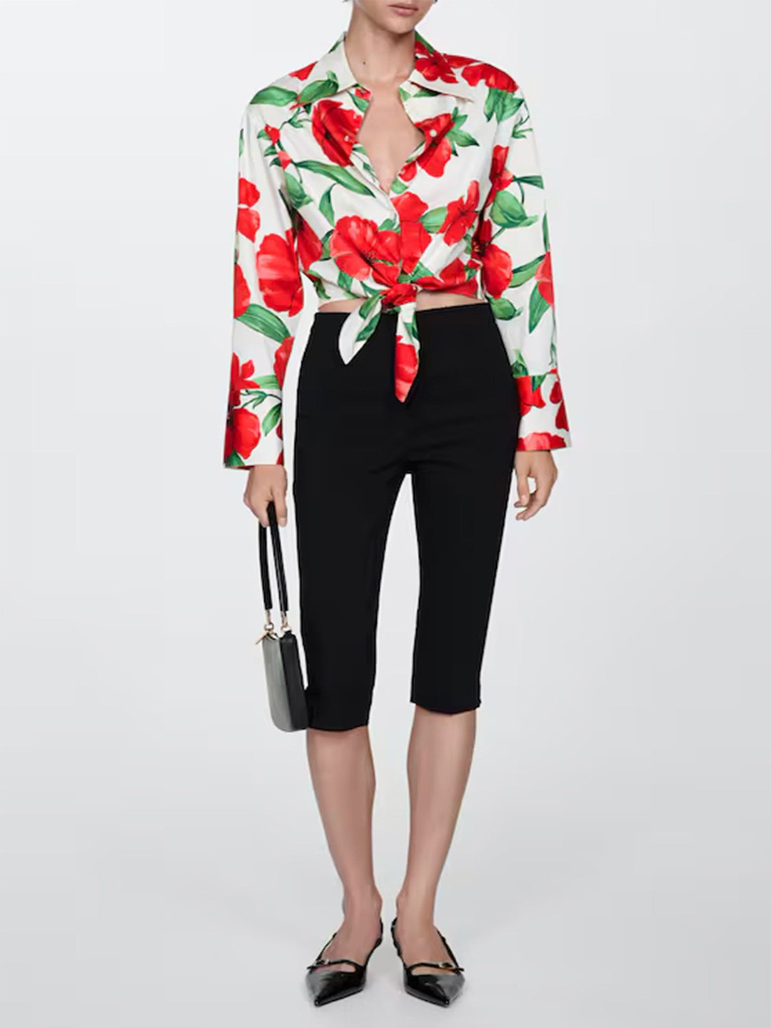 

LULU & SKY Floral Print Mandarin Collar Shirt Style Top, Multi