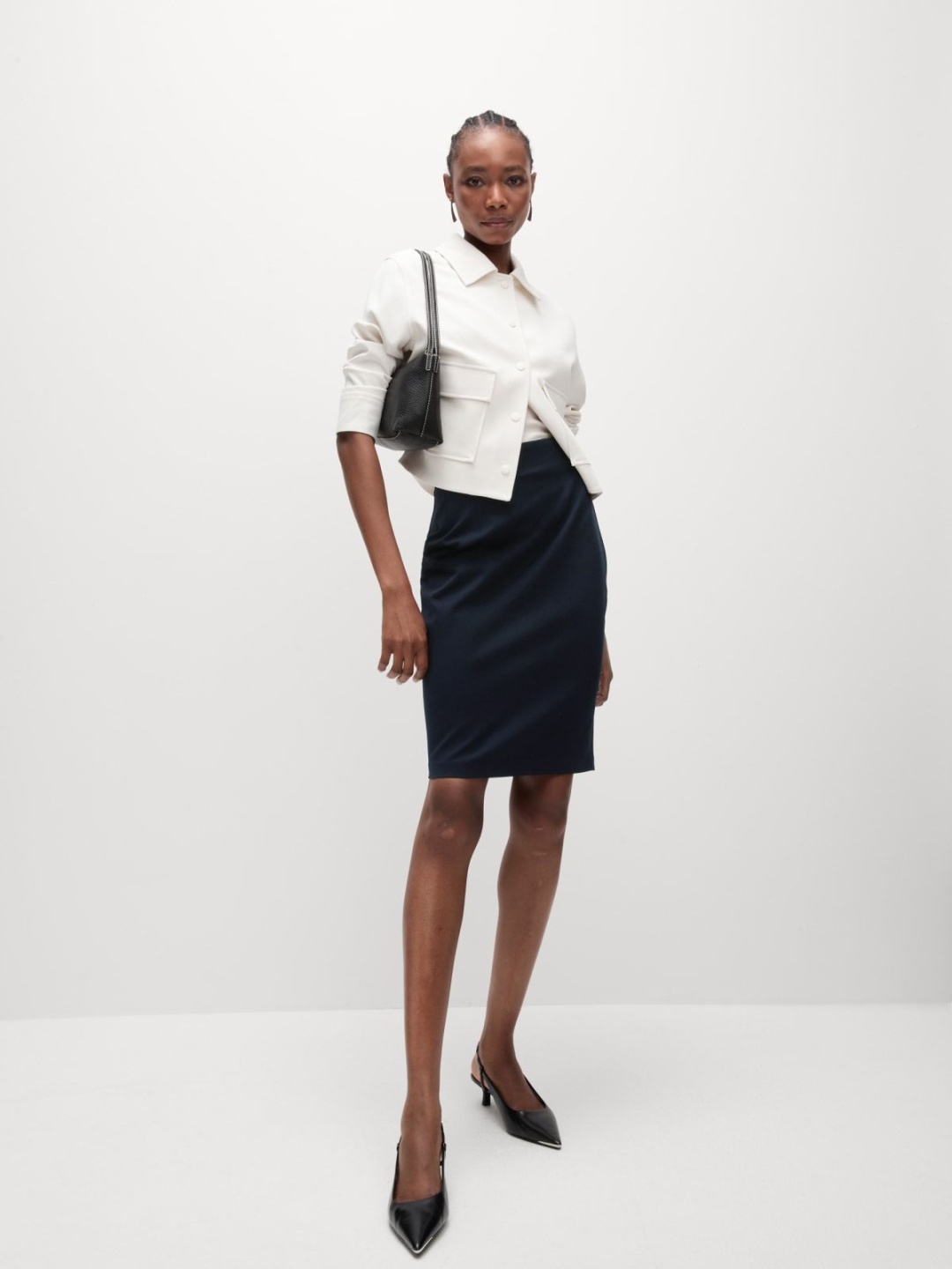 

Marks & Spencer Knee Length Pencil Skirt, Navy blue