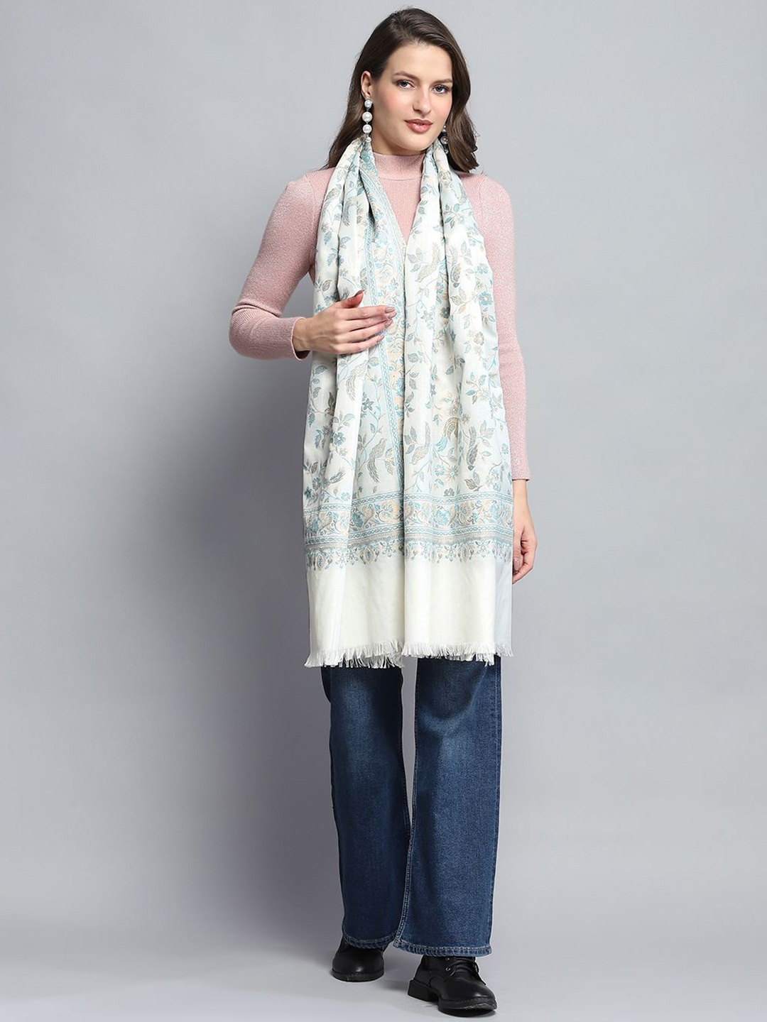 

Monte Carlo Women Printed Stole, White