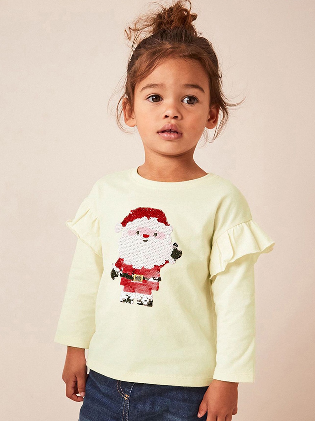 

LULU & SKY Print Extended Sleeves Cotton Top, Yellow