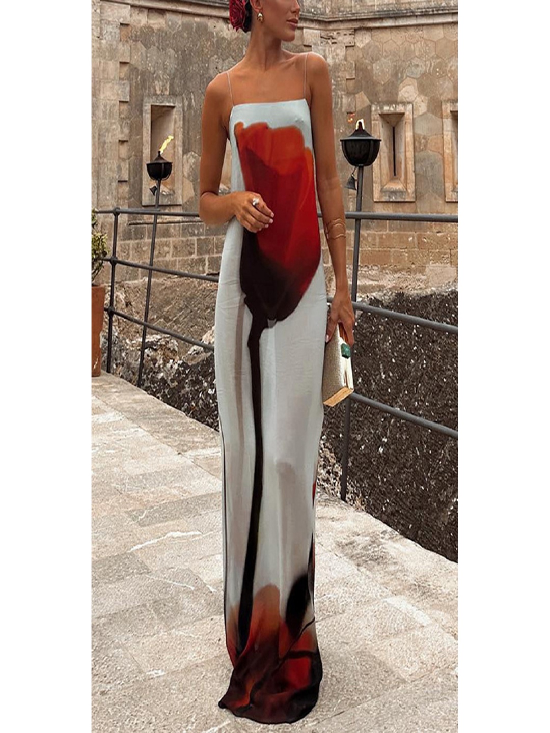 

StyleCast x Revolte Abstract Printed Maxi Dress, Orange