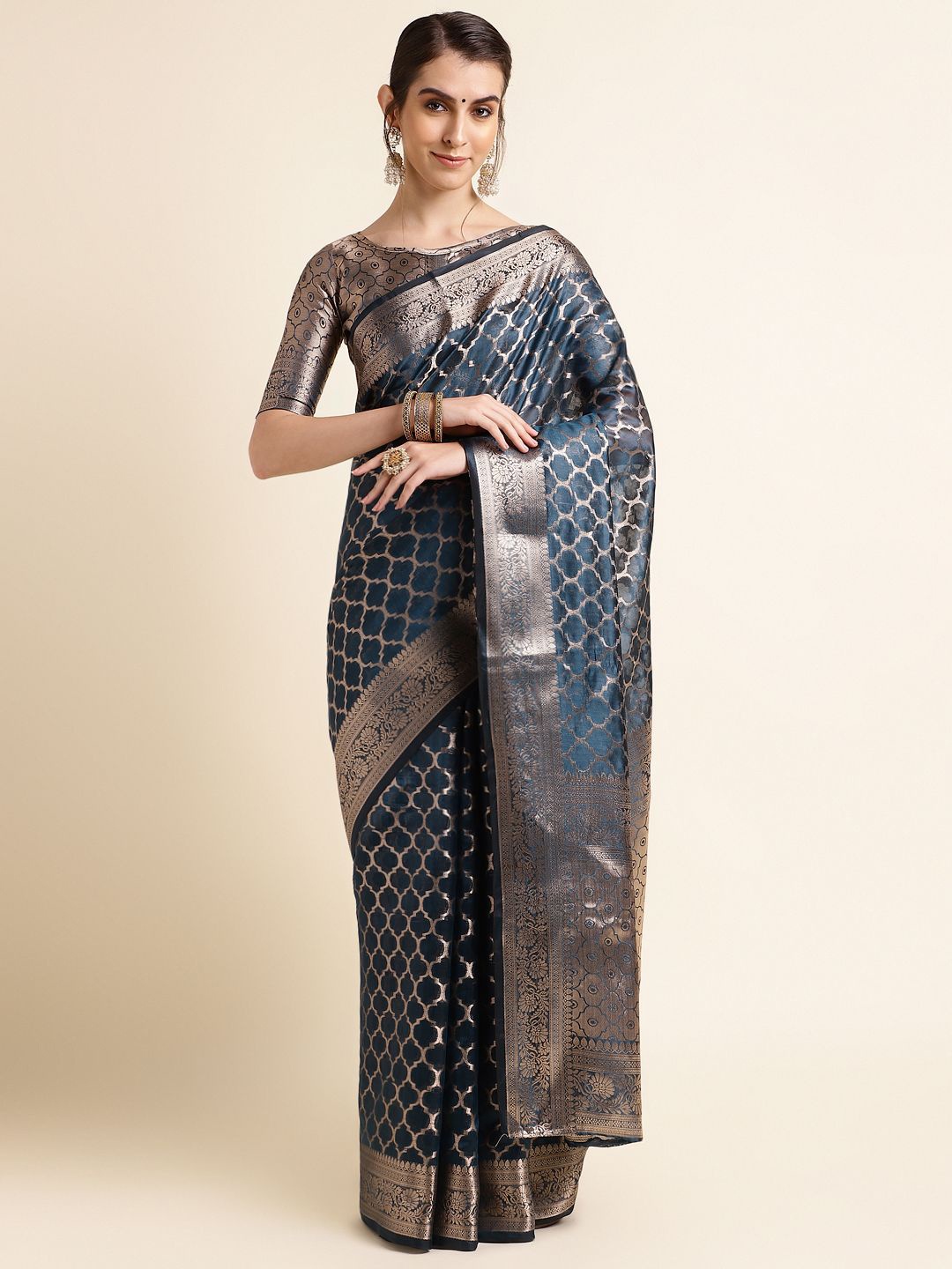 

Melok Woven Design Organza Banarasi Saree, Blue
