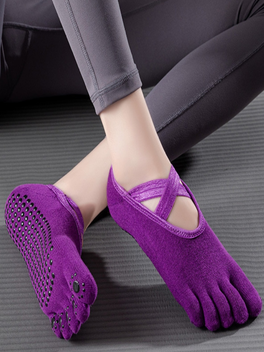 

BAESD Women Non-Slip Anti-Skid Ankle Length Yoga Socks, Purple
