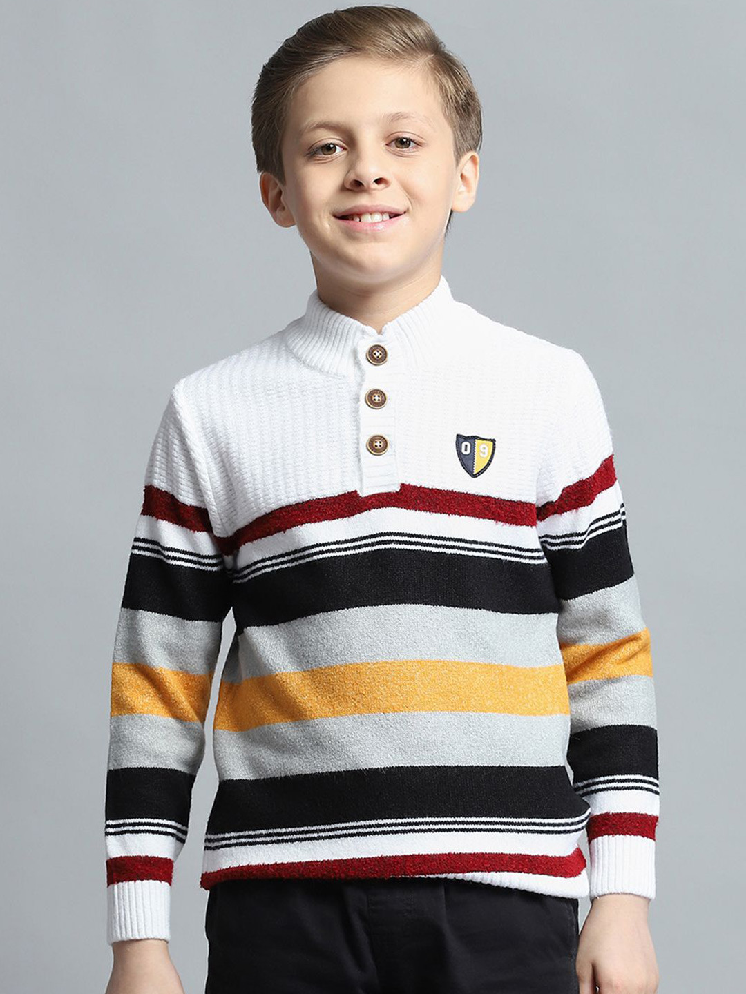 

Monte Carlo Boys Striped Woollen Pullover, Off white