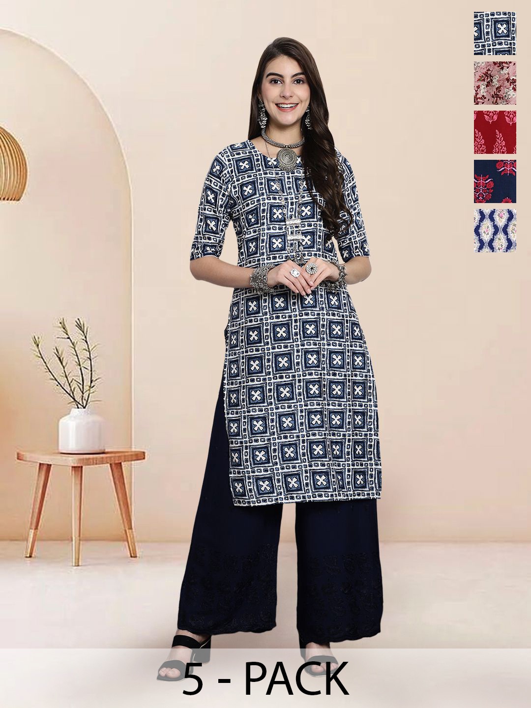 

7Threads Women Ethnic Motifs Printed Floral Crepe Kurta, Multi