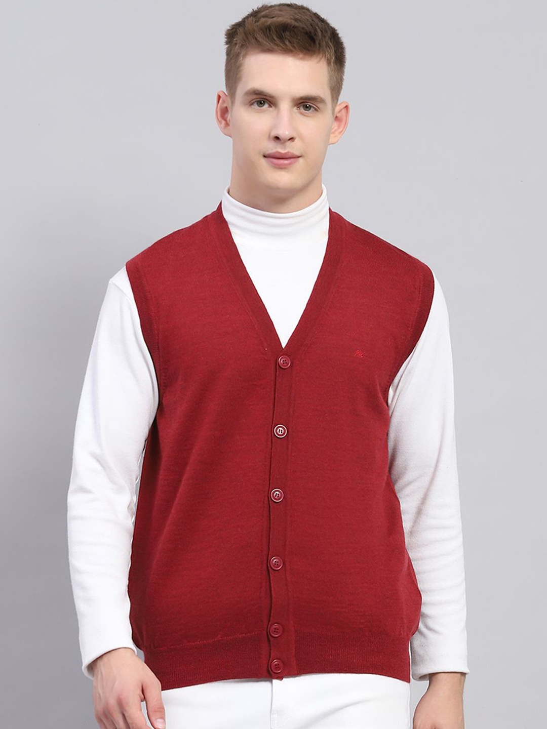 

Monte Carlo Men Woollen Cardigan, Maroon