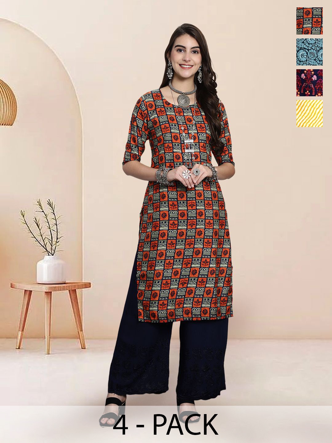 

7Threads Women Ethnic Motifs Printed Floral Crepe Kurta, Multi