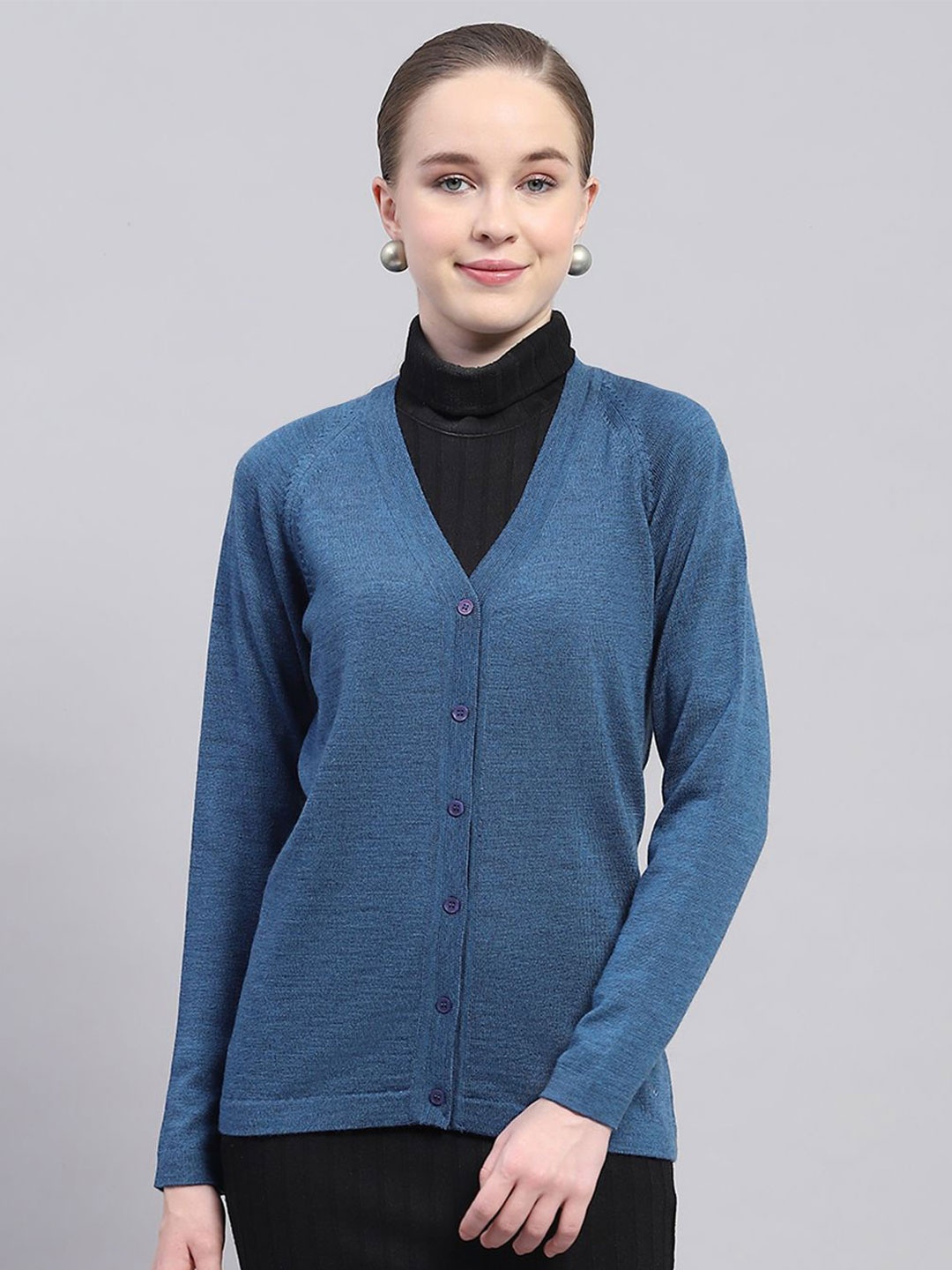 

Monte Carlo Women Woollen Cardigan, Blue