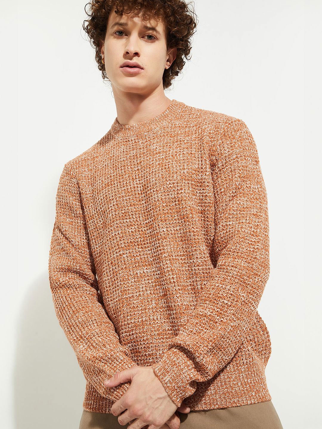 

MAX URB_N Men Heavy Knit Sweater, Orange