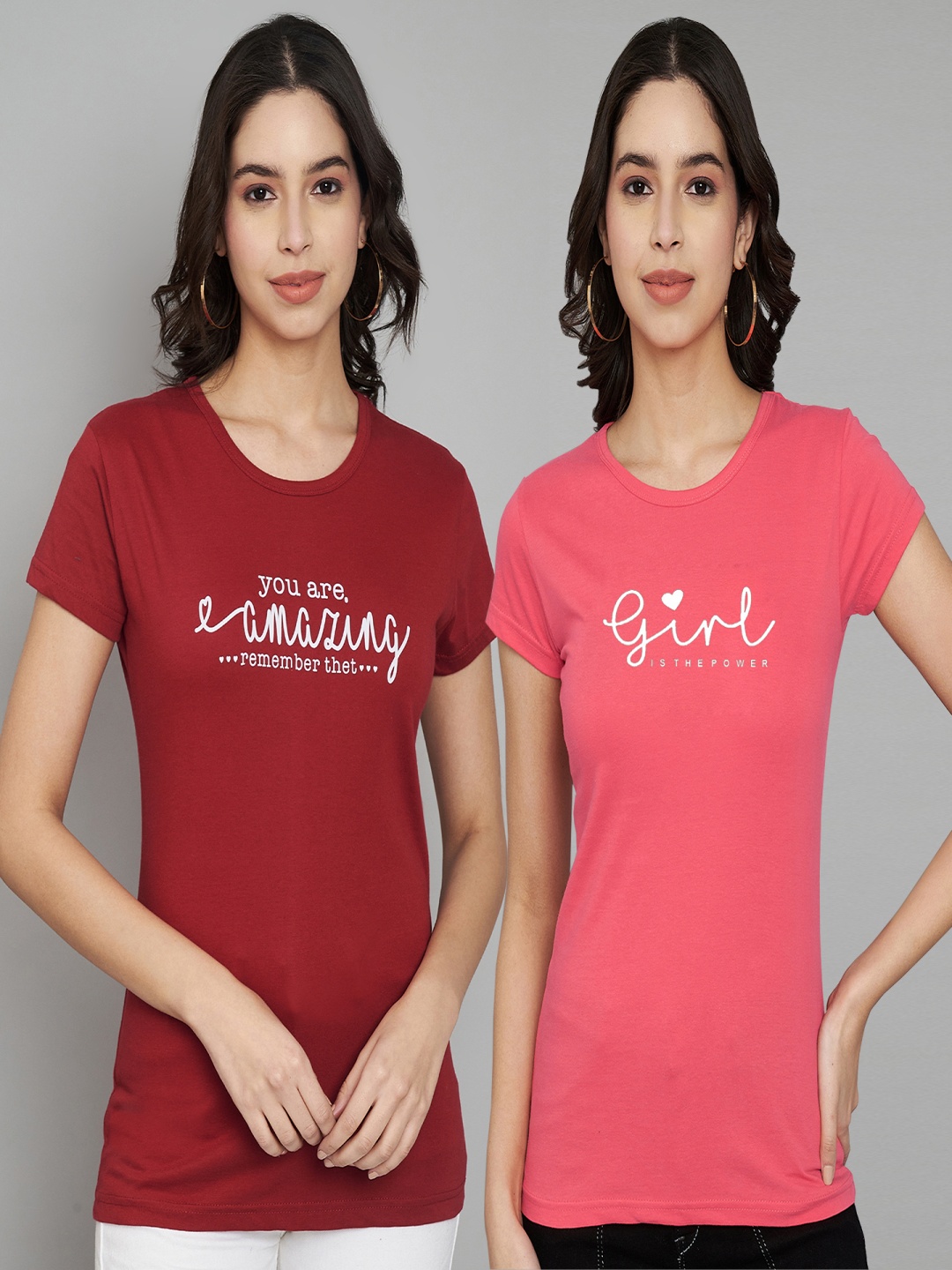 

Trend Level Women Typography 2 Printed T-shirt, Maroon