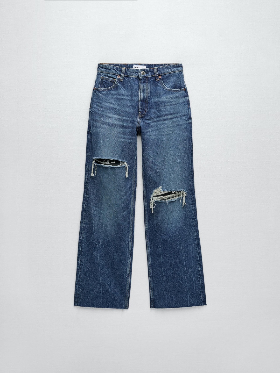 

ZARA Women Faded Trousers, Navy blue