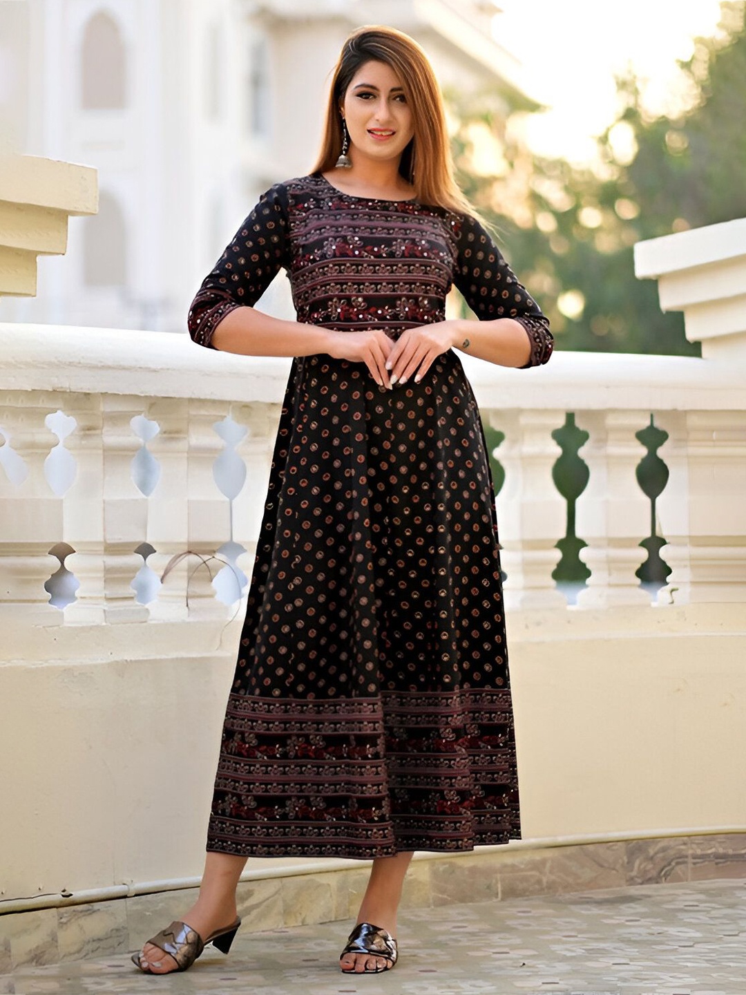 

TOP 2 BOTTOM Print A-Line Dress, Black