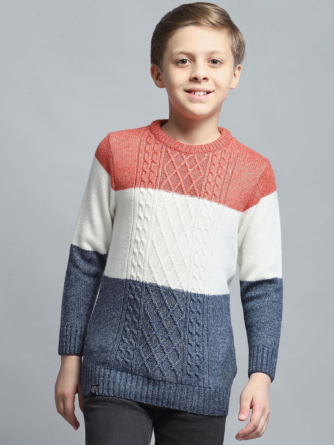 

Monte Carlo Boys Cable Knit Woollen Pullover, Navy blue