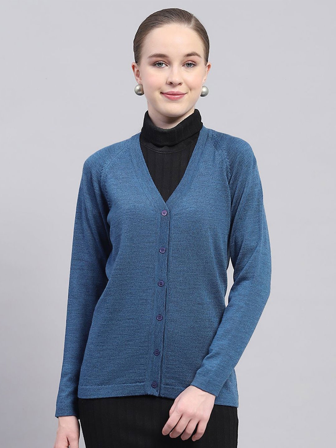 

Monte Carlo Women Woollen Cardigan, Blue