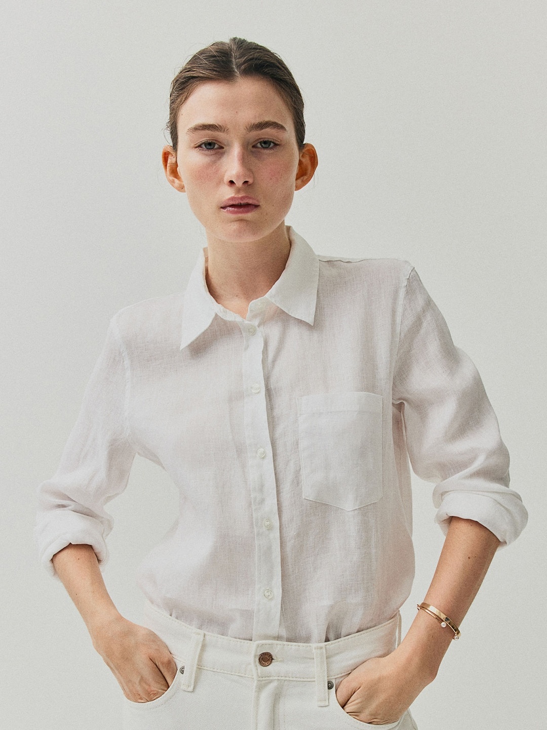 

Fab Star Classic Spread Collar Cotton Oversized Casual Shirt, White