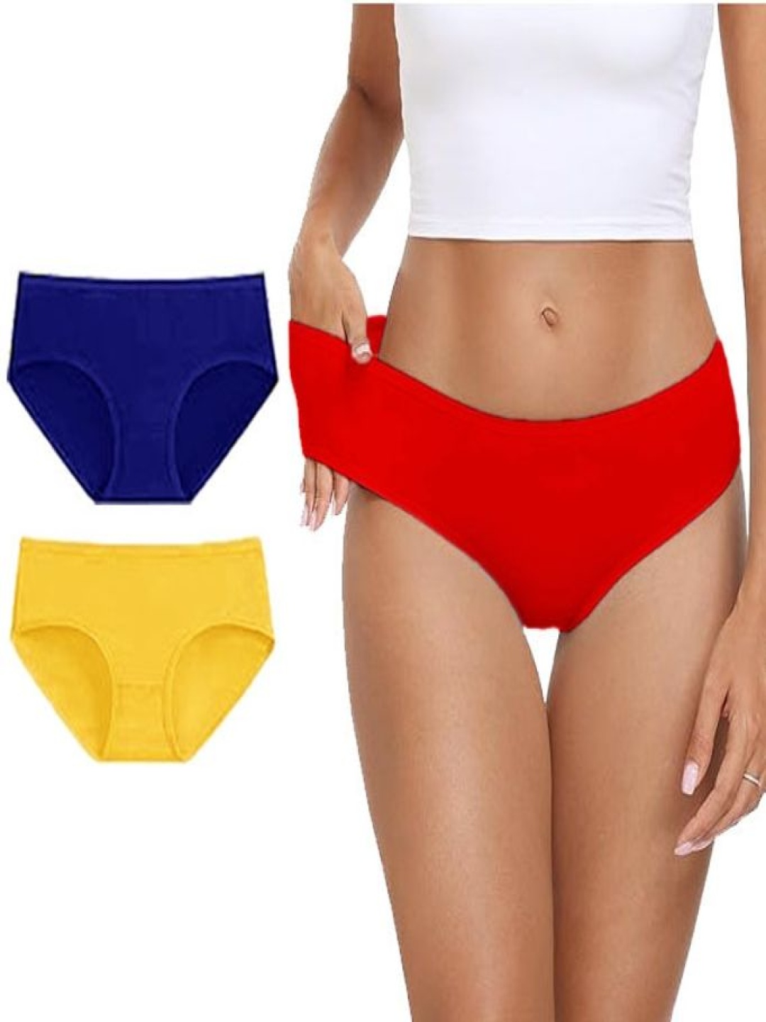 

Diving Deep Pack Of 3 Mid-Rise Hipster Briefs DD205 Blue, Y, R New Pant_ies_3 PC_3XL, Red