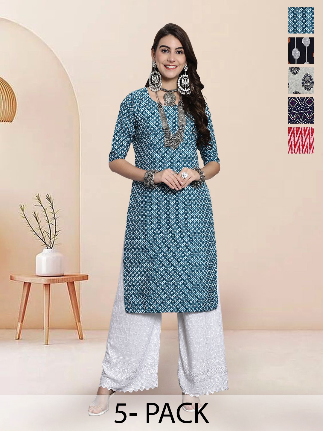 

7Threads Women Ethnic Motifs Printed Floral Crepe Kurta, Multi