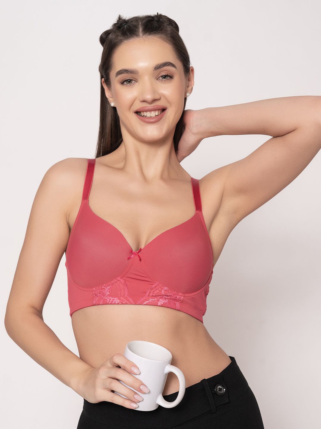 

Chelvet Bra Full Coverage Underwired Lightly Padded, Pink