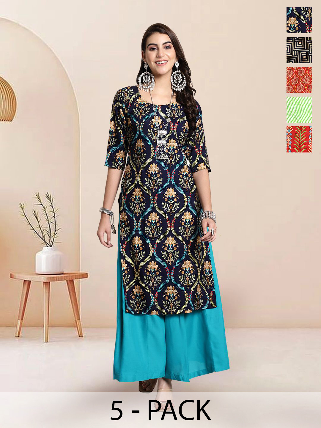 

7Threads Women Ethnic Motifs Printed Floral Crepe Kurta, Multi