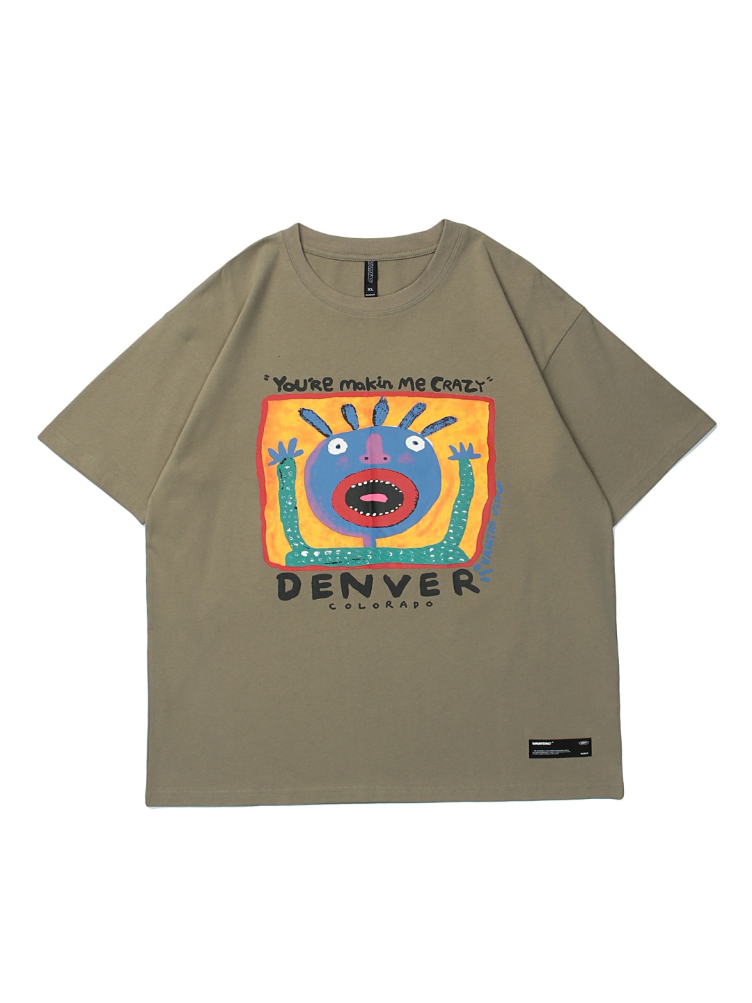 

LULU & SKY Anime Printed Cotton Boxy Fit T-Shirt, Olive