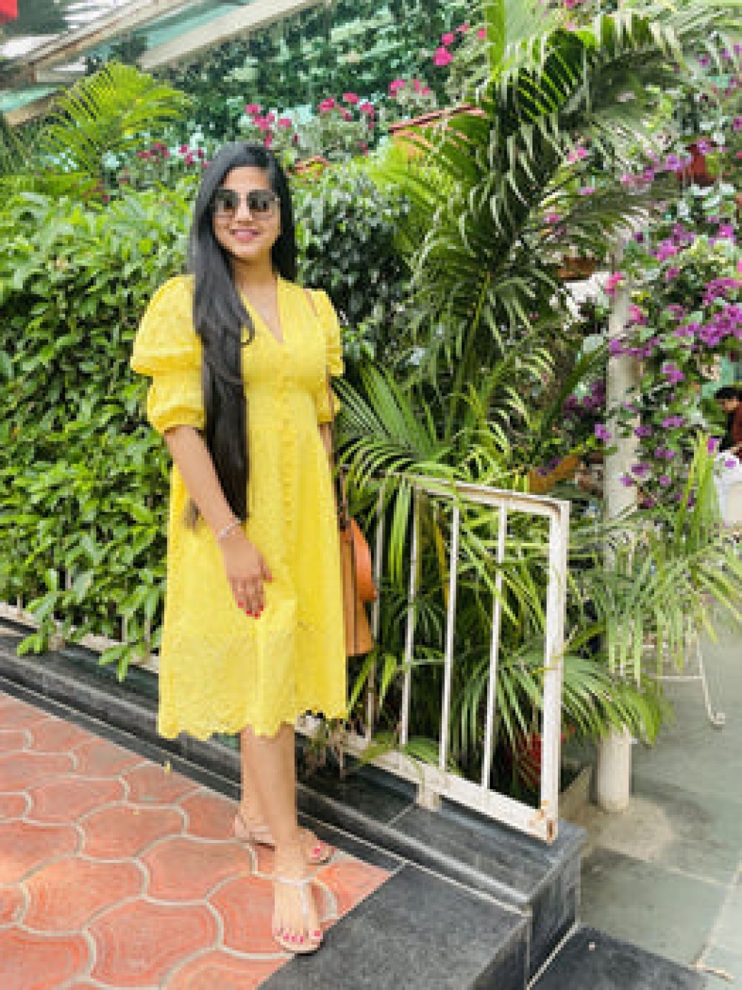 

Alamode By Akanksha Self Design Schiffli Pure Cotton A-Line Midi Dress, Yellow