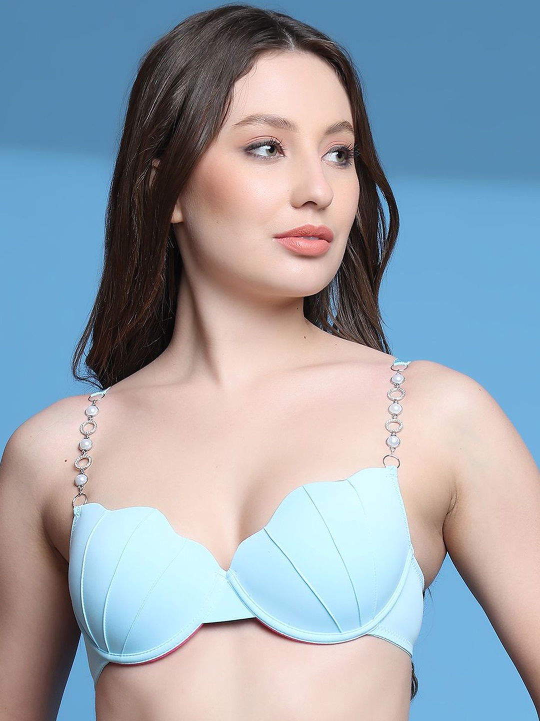 

PrettyCat Bra Half Coverage Underwired Lightly Padded, Blue