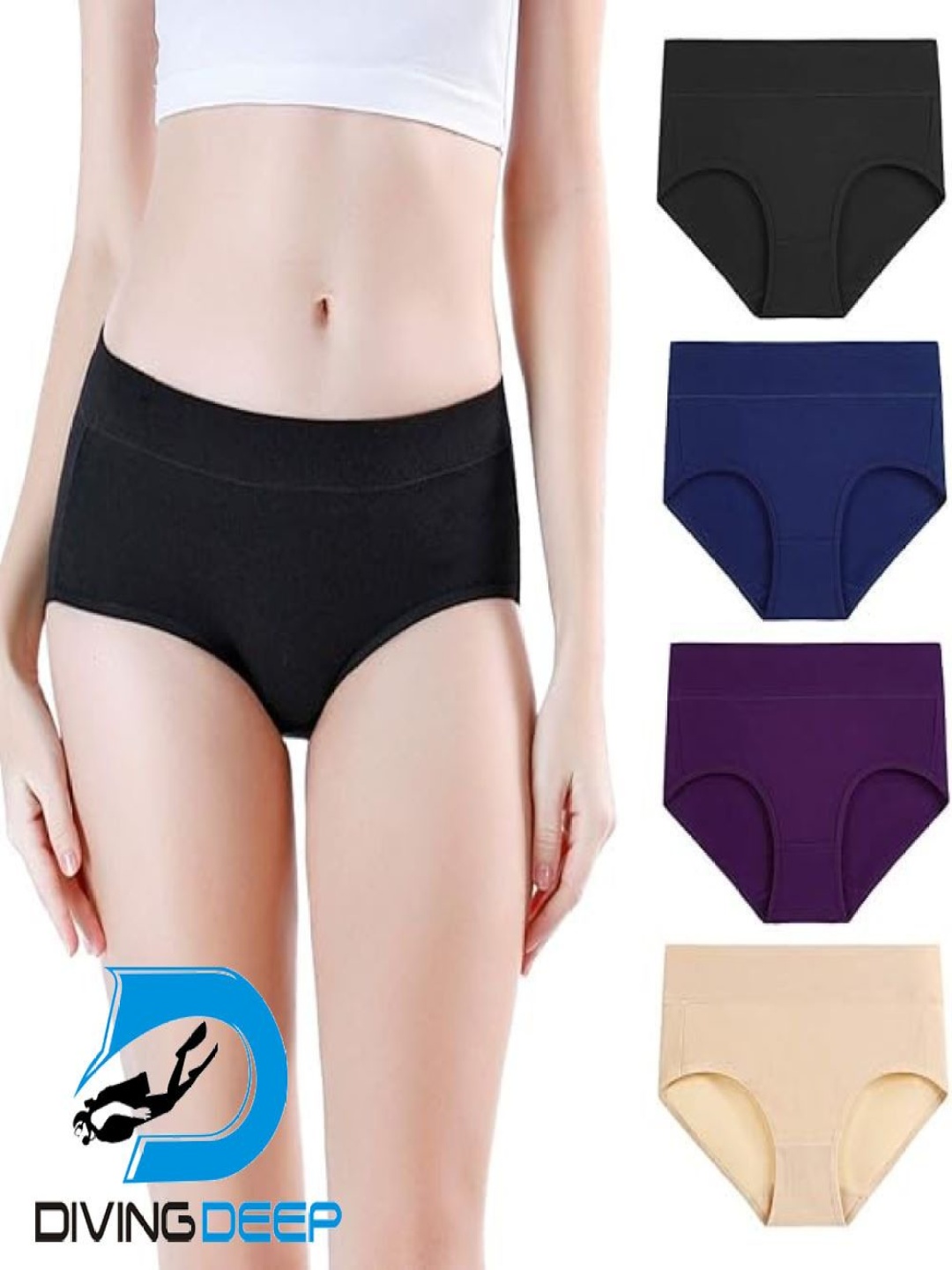 

Diving Deep Pack Of 4 Cotton Mid-Rise Hipster Briefs DD319 B, Blue, S, Purple HR 1_4 PC_L, Black