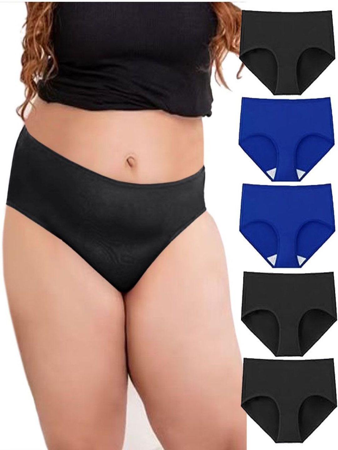 

Diving Deep Pack Of 5 Cotton Hipster Briefs DD264 Blue2, B3 New Pant_ies_5 PC_XS, Black