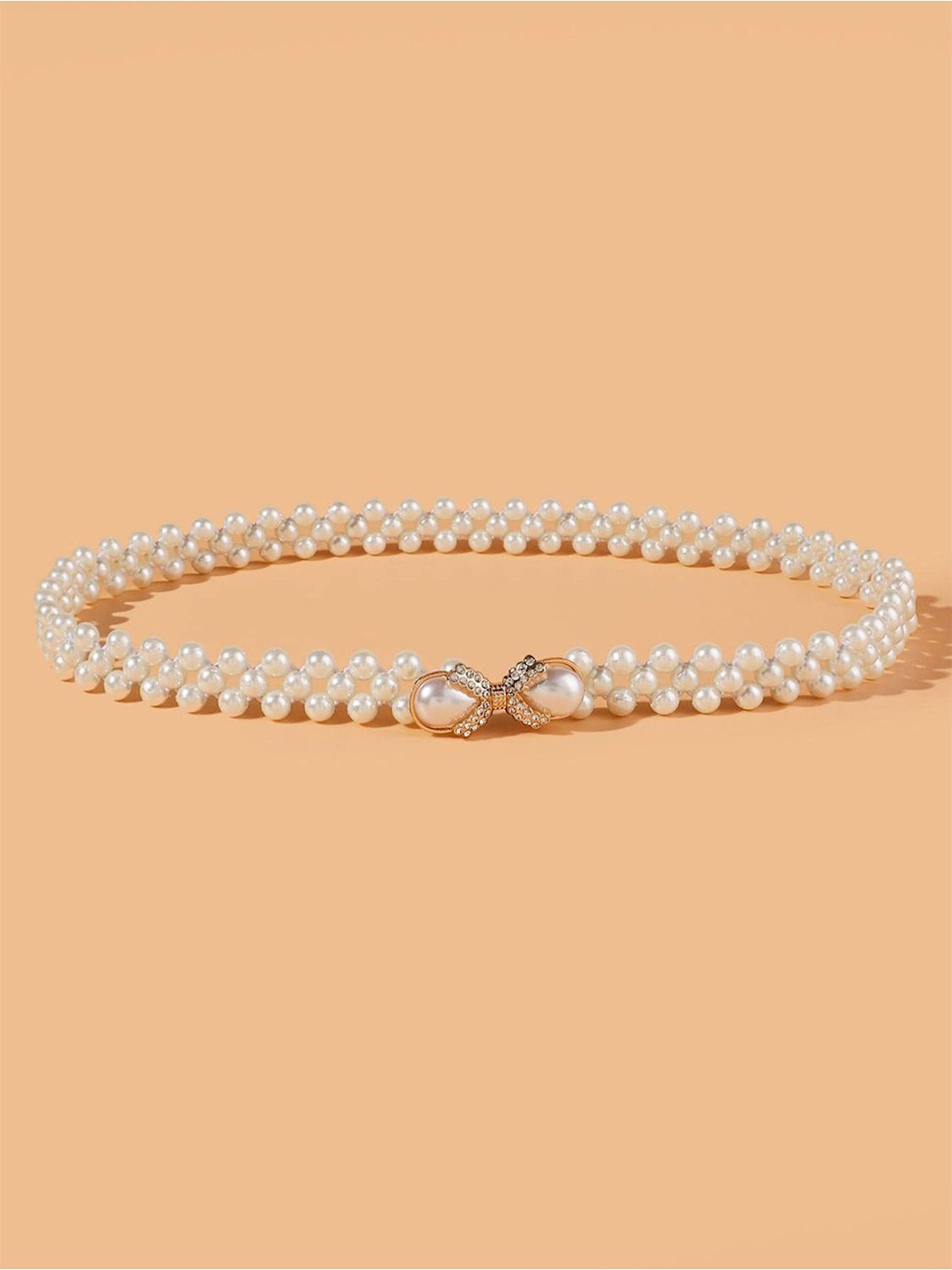 

Shining Diva Fashion Women Embellished Belt, White