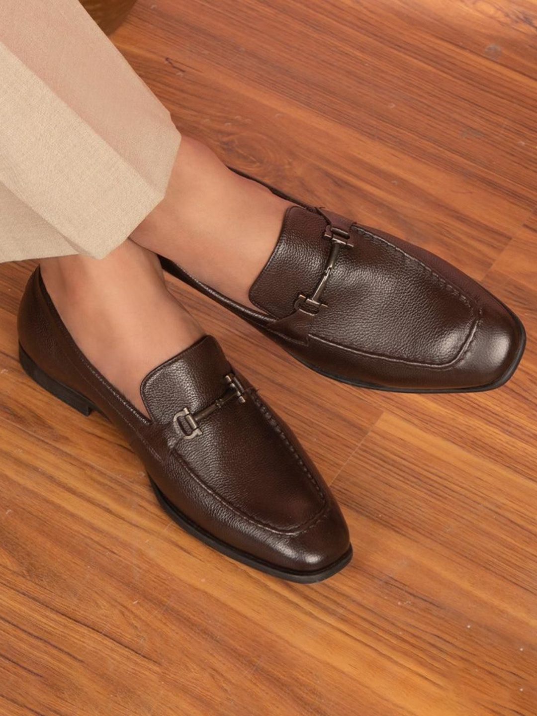 

Tresmode Men Leather Formal Loafers, Brown