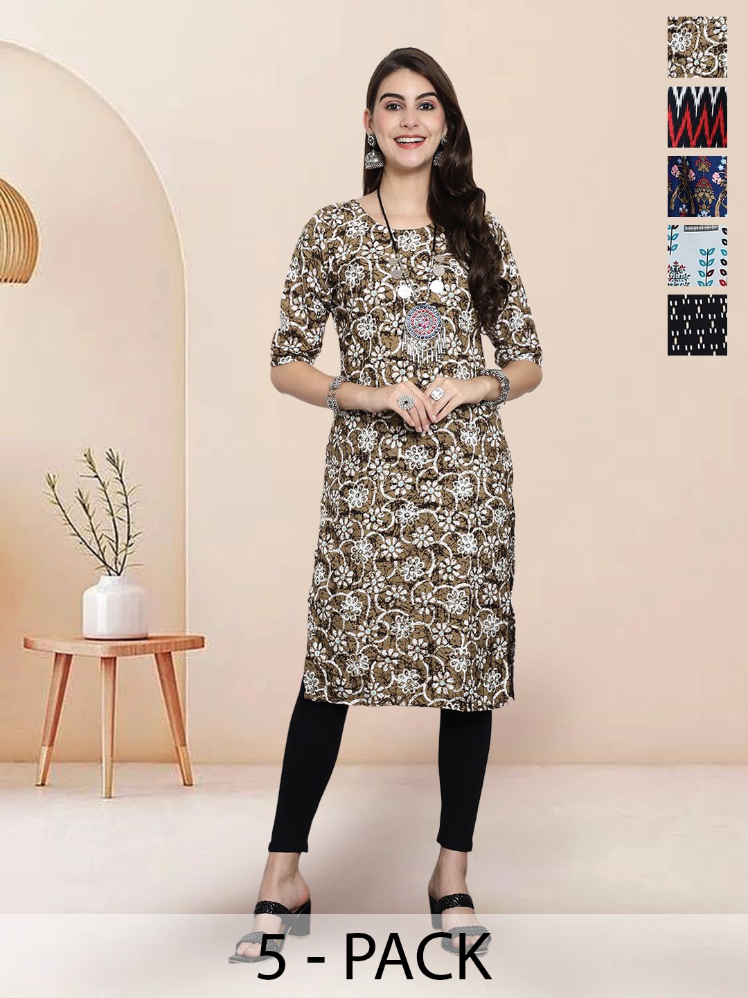 

7Threads Women Ethnic Motifs Printed Floral Crepe Kurta, Multi