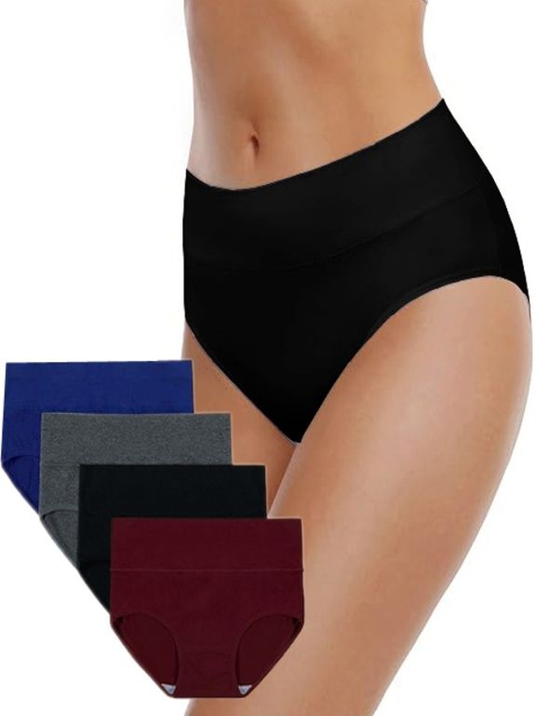 

Diving Deep Pack Of 4 Cotton High-Rise Hipster Briefs DD04 Blue, G, B, MHR 1 P_anties_4 PC, Black