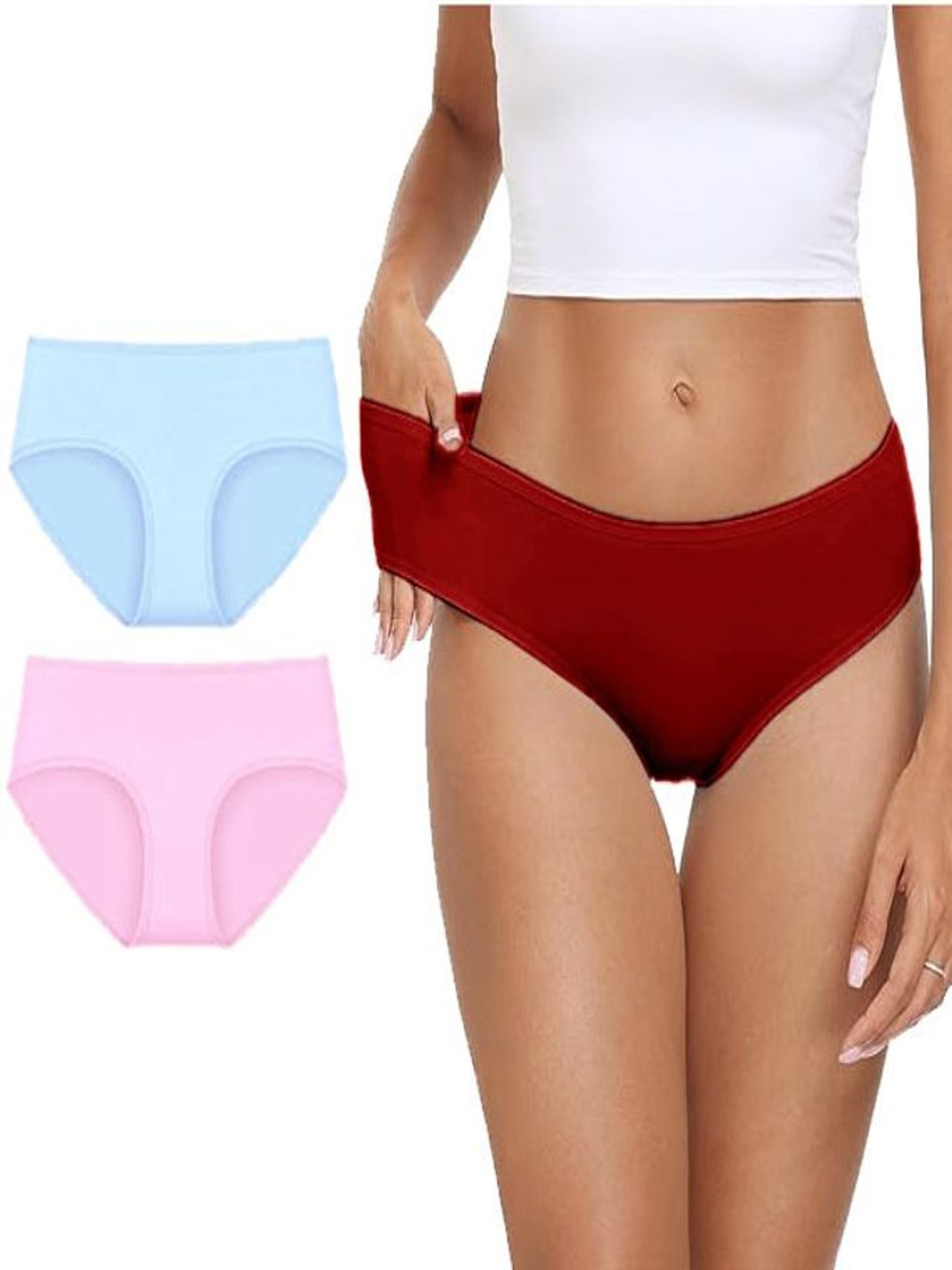 

Diving Deep Pack Of 3 Cotton Mid-Rise Hipster Briefs DD224 07, BP, M New Pant_ies_3 PC_M, Blue